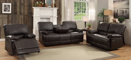 Cassville Reclining Sofa Set - Dark Brown