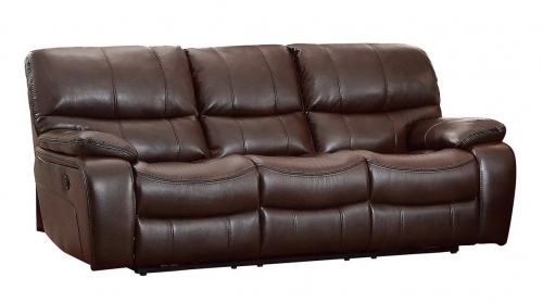 Pecos Power Double Reclining Sofa - Leather Gel Match - Dark Brown