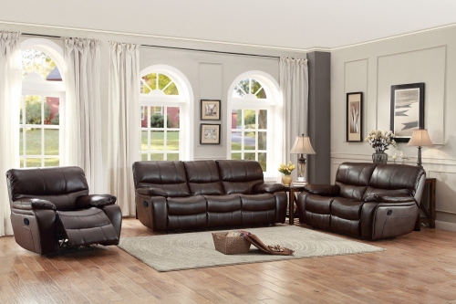 Pecos Reclining Sofa Set - Leather Gel Match - Dark Brown