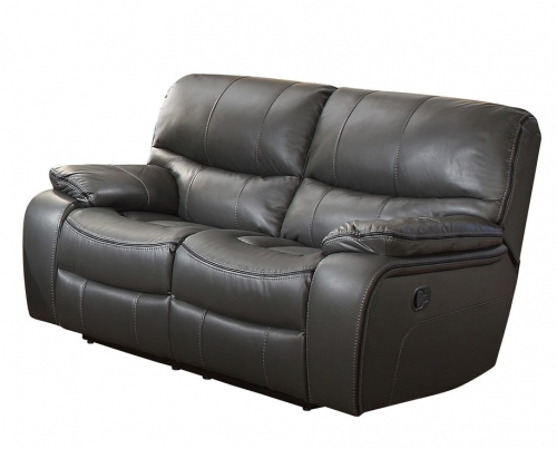 Pecos Double Reclining Love Seat - Leather Gel Match - Grey