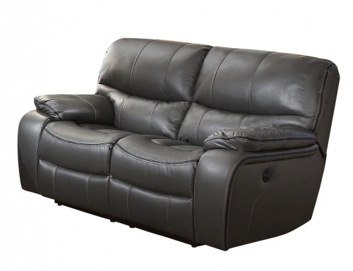 Pecos Power Double Reclining Love Seat - Leather Gel Match - Grey