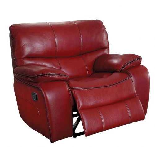 Pecos Glider Reclining Chair - Leather Gel Match - Red