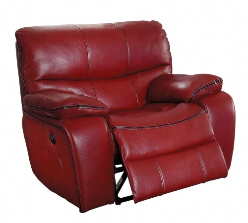 Pecos Power Reclining Chair - Leather Gel Match - Red