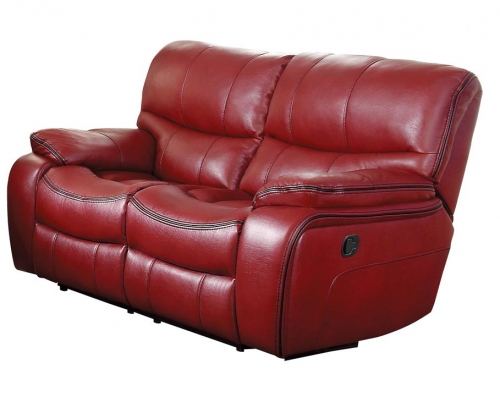 Pecos Double Reclining Love Seat - Leather Gel Match - Red