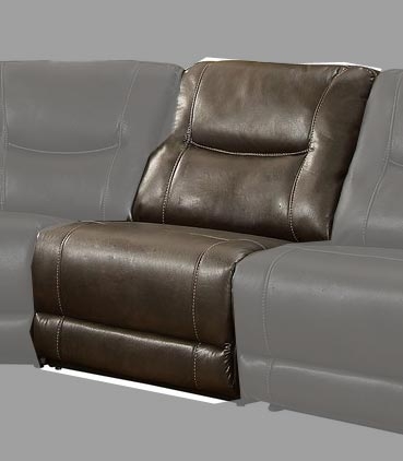 Columbus Armless Reclining Chair - Breathable Faux Leather - Dark Brown