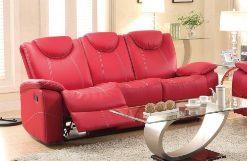 Homelegance Talbot Double Reclining Sofa Red Bonded Leather Double Reclining Sofa Red