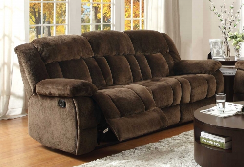 Laurelton Double Reclining Sofa - Chocolate - Textured Plush Microfiber