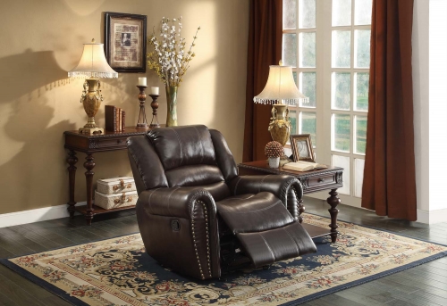 Center Hill Glider Reclining Chair - Dark Brown Bonded Leather Match
