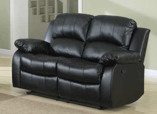 Cranley Double Reclining Love Seat - Black Bonded Leather