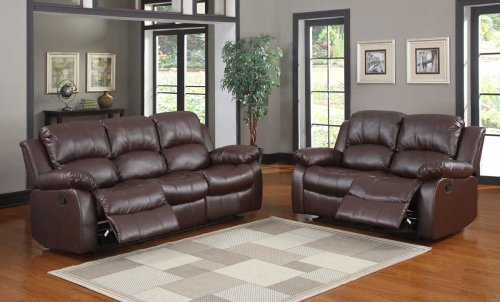 Cranley Reclining Sofa Set - Brown Bonded Leather