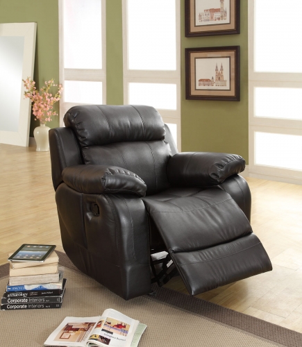 Marille Chair Glider Recliner - Black - Bonded Leather Match