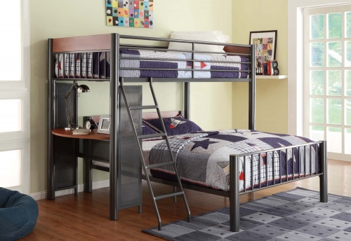 Division Twin Loft Bed and Shelf - Light Graphite