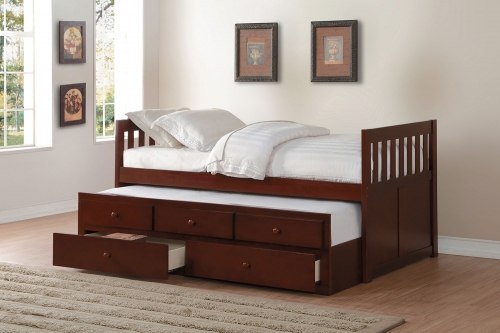 Rowe Twin Bed with Trundle and Two Storage Drawers - Dark Cherry