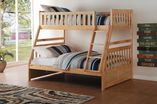 Homelegance Bartly Twin Over Full Bunk, Natural Wood Bunk Beds Twin Over Full
